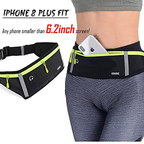 USHAKE Slim Running Belt, Workout Fanny Pack for Men Women,Exercise Waist Pack for Apple iPhone Holder, Runner Belt for Running Walking Cycling Camping Gym