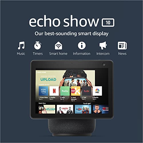 Amazon Echo Show 10 (3rd Gen) | HD smart display with premium sound, motion and Alexa | Charcoal