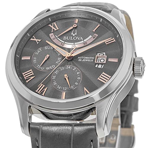 Bulova Men's Classic Wilton 6-Hand Chronograph Quartz, Luminous Hands, Textured Dial, Roman Numeral Markers