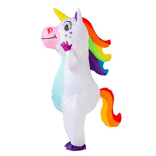 Spooktacular Creations Inflatable Costume Adult, Full Body Riding a Unicorn Blow Up Costume for Halloween Inflatables Costume Dress-Up Party (White)