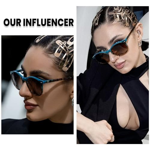 DUCO Retro Round UV400 Polarized Sunglasses for Women Men Vintage Shades Classic Acetate Trendy Fashion Sunglass DC1230