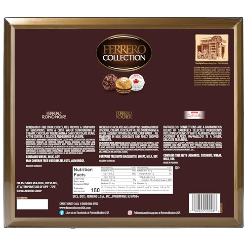 Ferrero Collection, 48 Count, Premium Gourmet Assorted Hazelnut Milk Chocolate, Dark Chocolate and Coconut, 18.2 oz