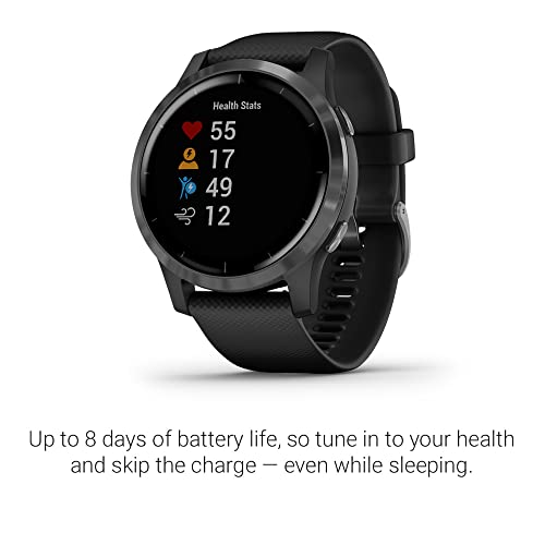 Garmin Vivoactive 4, GPS Smartwatch, Features Music, Body Energy Monitoring, Animated Workouts, Pulse Ox Sensors and More, Black