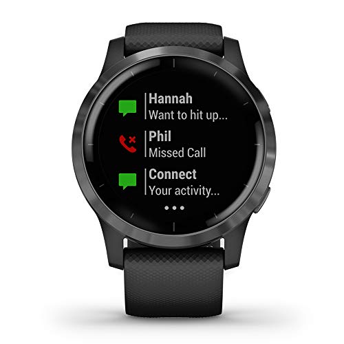 Garmin Vivoactive 4, GPS Smartwatch, Features Music, Body Energy Monitoring, Animated Workouts, Pulse Ox Sensors and More, Black