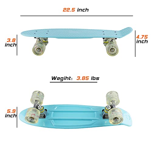 Skateboards Complete 22 Inch Mini Cruiser Retro Skateboard for Kids Boys Youths Beginners