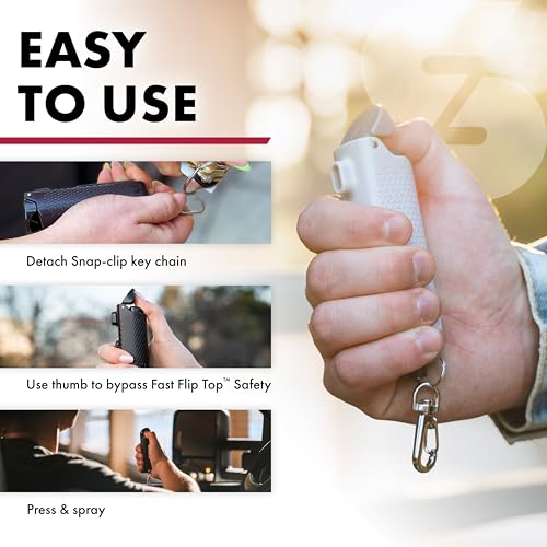 SABRE Safe Escape 3-In-1 Pepper Gel With Window Breaker Seat Belt Cutter, Maximum Strength Pepper Spray, Snap Clip Keychain for Easy Carry & Fast Access, Easy to Use Fast Flip Top Safety, 0.54 fl oz