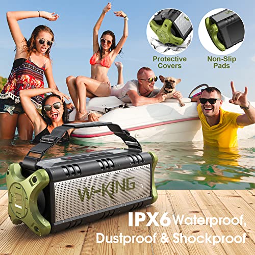 W-KING Bluetooth Speaker, 90W Peak 50W RMS Portable Speakers Bluetooth Wireless Loud, IPX6 Waterproof Outdoor Large Bluetooth Speaker Subwoofer/Bass Boost/DSP/40H Playtime/Stereo Pairing/Power Bank/TF