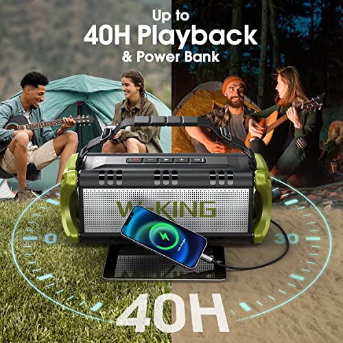 W-KING Bluetooth Speaker, 90W Peak 50W RMS Portable Speakers Bluetooth Wireless Loud, IPX6 Waterproof Outdoor Large Bluetooth Speaker Subwoofer/Bass Boost/DSP/40H Playtime/Stereo Pairing/Power Bank/TF