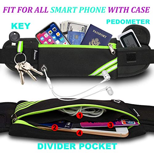 Slim Running Belt Fanny Pack,Waist Pack Bag for Hiking Cycling Workout,Reflective Runners Belt Jogging Pocket Belt,Travelling Money Phone Holder for Running