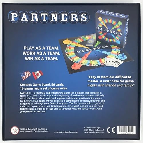 PARTNERS Board Game | 1st USA Edition | A 4 Player Strategy Board Game Played in Teams of 2 | Perfect for Game Night with Family, Friends, Adults, Teens, All Ages