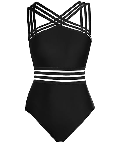 Tempt Me Women Crisscross One Piece Swimsuit Tummy Control Bathing Suit Front Crossover Swimwear