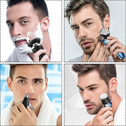 Hatteker Electric Shaver for Men Trimmer for Men Cordless Rechargeable Beard Nose Hair Face Trimmer Rotary Razor USB Groomer Waterproof Wet Dry 4 in 1