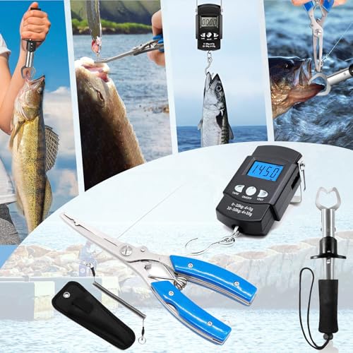 Fishing Tool Kit Fishing Pliers Fish Gripper Fishing Scale Fish Grip Tools Set Saltwater Resistant Fishing Gear (Simple set - A)