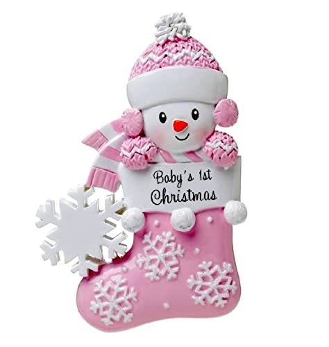 2024 Baby First Christmas Personalized Pink Ornament, Customized Baby Girl Ornament, Gift for Newborn