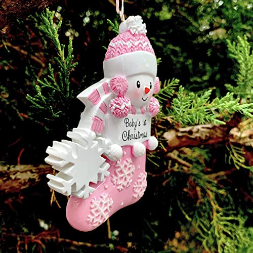 2024 Baby First Christmas Personalized Pink Ornament, Customized Baby Girl Ornament, Gift for Newborn