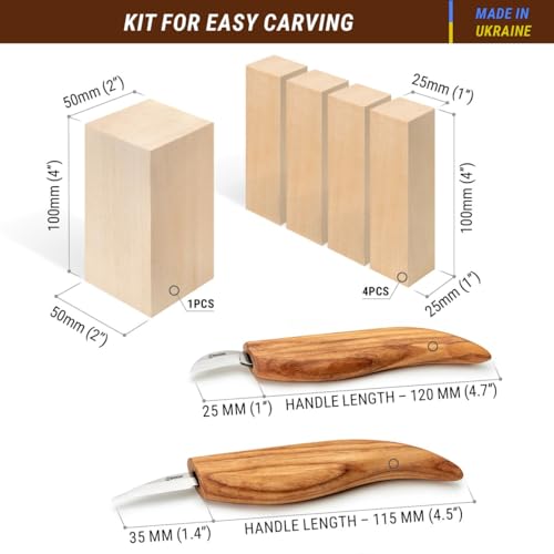 BeaverCraft Wood Carving Kit S16 Wood Whittling Kit for Beginners Kids Wood Carving Set - Whittling knife, Chip Wood Carving Knife, Basswood Carving Blocks Wood for Carving Knives Whittling Tools