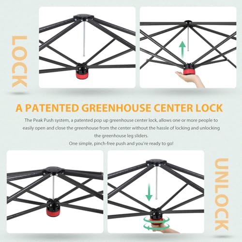 EAGLE PEAK 8x6 Portable Walk-in Greenhouse, Pop-up Indoor Outdoor Garden Green House, Zippered Doors and Windows, PE Cover, Green