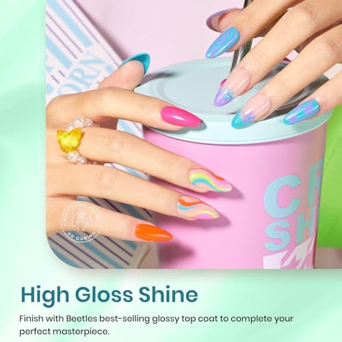 beetles Gel Nail Polish Set 6 Colors Neon Green Gel Polish Manicure Kit Spring Summer Nail Art DIY Home Gifts for Women Girls Rainbow Nails