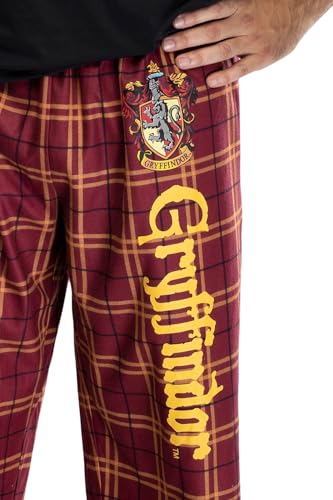 Harry Potter Adult Mens' Gryffindor House Crest Plaid Pajama Pants (X-Large)