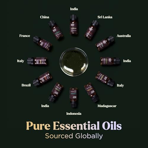 Essential Oils Set - 12 Pcs Premium Grade Home Essentials Oils - for Diffusers, Fragrance, Scents for Candle Making, Soap, Slime - Natural Aromatherapy Oils for Skin & Hair - Home, Office, Car