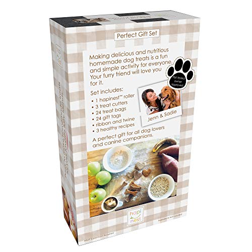 Hapinest Make Your Own Homemade Dog Treats Kit, Dog Treat Maker, Dog Cookie Cutters, 24 Gift Bags & Tags, Dog Biscuit Roller & 3 All Natural Dog Treat Recipes, Dog Bone Cookie Cutters for Treats Food