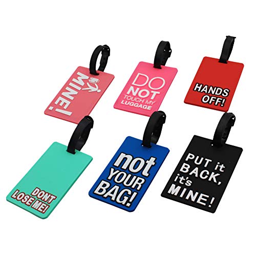 Mziart Funny Luggage Tags Set of 6 Colorful Unique Travel Baggage Bag Tags Suitcase Identify Labels for Women Men