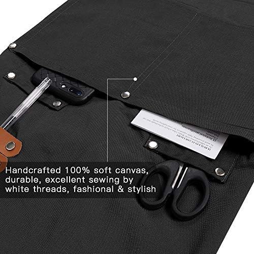 Chef Apron-Cross Back Apron for Men Women with Adjustable Straps and Large Pockets,Canvas,M-XXL,Black