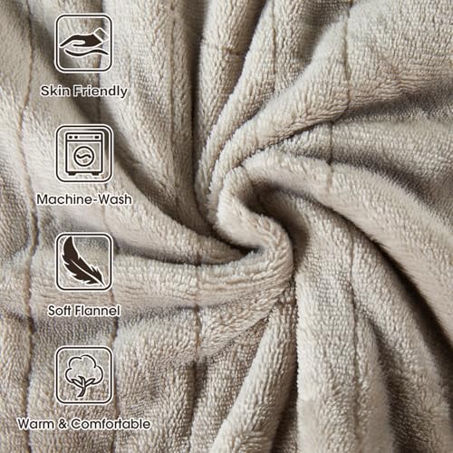 Tefici Electric Heated Blanket Throw, Super Cozy Soft 2-Layer Flannel 50" x 60" Heated Throw with 3 Heating Levels & 4 Hours Auto Off, Machine Washable, ETL&FCC Certified, Home Office Use,Camel