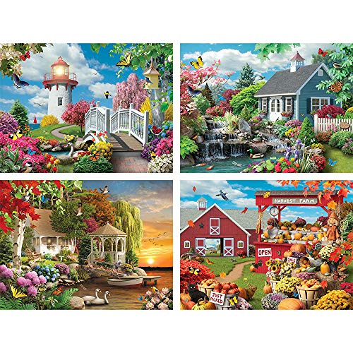 Bits and Pieces – 4-in-1 Multi-Pack - 500 Piece Jigsaw Puzzles for Adults – 500 pc Large Piece Puzzle Set Bundle by Artist Alan Giana - 16" x 20"