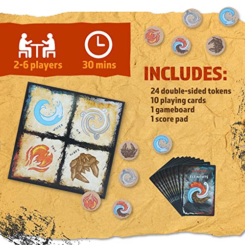 Master The Elements Novelty Board Game of Strategy and Chance - Perfect Family Friendly Game for Adults, Teens & Kids Ages 8 Years and Older, 2 to 6 Players Compete to Outwit Their Opponents