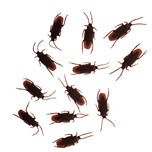 12 x Fake Roaches - Bag of Cockroaches That Look Real - Realistic Plastic Bugs - Hilarious Roach Pranks for Adults and Kids - Shock Your Friends and Family with a Life Like Cockroach