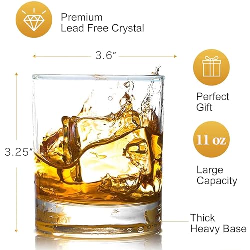 Farielyn-X Whiskey Glasses-Premium 11 OZ Scotch Glasses Set of 6 /Old Fashioned Whiskey Glasses/Great Gift for Scotch Lovers/Style Glassware for Bourbon/Rum glasses/Bar Tumbler Whiskey Glasses, Clear