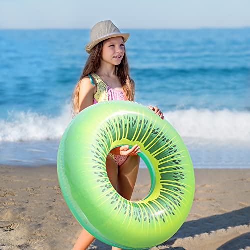 FindUWill 6 Pack Pool Floats Kids, Pool Swim Tubes Rings(4 Pack) - 4Pcs Inflatable Big Floaties Beach Swimming Toys with 2Pcs Beach Balls for Adults Raft Floaties Toddlers