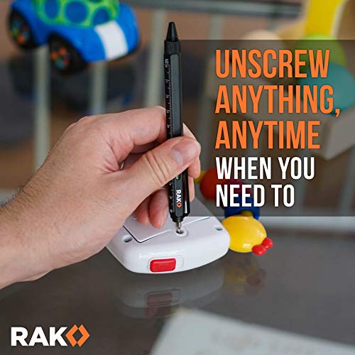 RAK Multi-Tool 2Pc Pen Set - LED Light, Touchscreen Stylus, Ruler, Level, Bottle Opener, Phillips Screwdriver, Flathead, and Ballpoint Pen