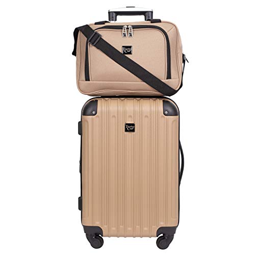 Travelers Club Midtown Hardside Luggage Travel, Tan, 4-Piece Set