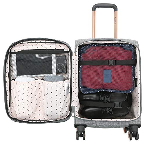 kensie Hudson Softside Spinner Luggage, Heather Gray, 3-Piece Set (16/20/28)