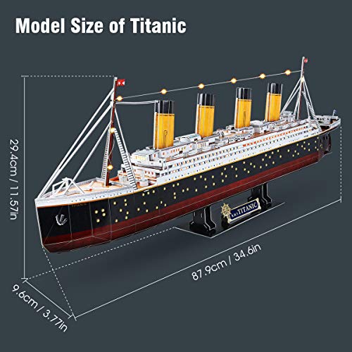 CubicFun 3D Puzzles for Adults - LED Titanic 35'' Large Ship - New Home Desk Decor - House Warming, Wedding, Anniversary, Valentines Day Teacher Gifts for Him Her