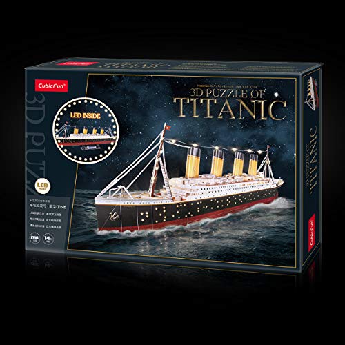 CubicFun 3D Puzzles for Adults - LED Titanic 35'' Large Ship - New Home Desk Decor - House Warming, Wedding, Anniversary, Valentines Day Teacher Gifts for Him Her