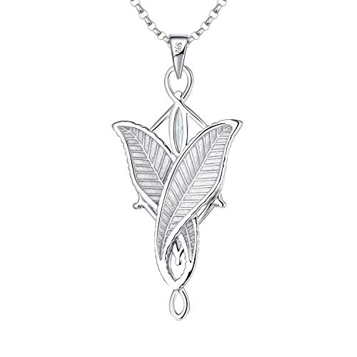 JO WISDOM Arwen Evenstar Necklace,925 Sterling Silver Lord of The Ring Hobbit Pendant Necklace with 5A Cubic Zirconia,Elvish Jewelry for Women