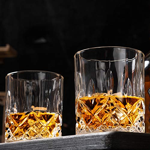 KANARS Whiskey Glasses Set of 6 with Elegant Gift Box,10 Oz Premium Old Fashioned Crystal Glass Tumbler for Liquor, Scotch, Cocktail or Bourbon Drinking, Gifts for Birthday Retirement Valentines Day