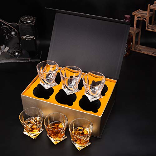 KANARS Crystal Whiskey Glass - Set of 6 Rocks Glasses 10 Oz in Luxury Box - Lowball Bar Tumblers for Scotch Cocktail Irish Whisky Cognac Rum - Christmas Gifts for Men Dad - Ultra Clear