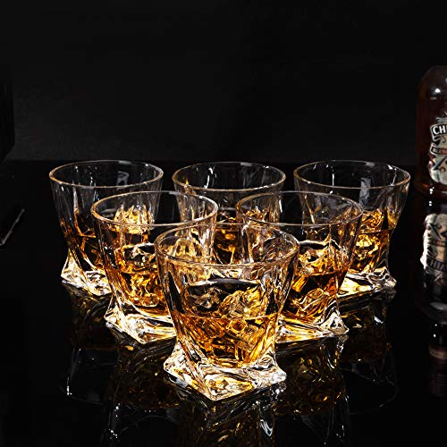 KANARS Crystal Whiskey Glass - Set of 6 Rocks Glasses 10 Oz in Luxury Box - Lowball Bar Tumblers for Scotch Cocktail Irish Whisky Cognac Rum - Christmas Gifts for Men Dad - Ultra Clear