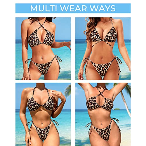 SUUKSESS Women String Bikini Set Tie Side Thong Sexy Halter Swimsuits 2 Pieces