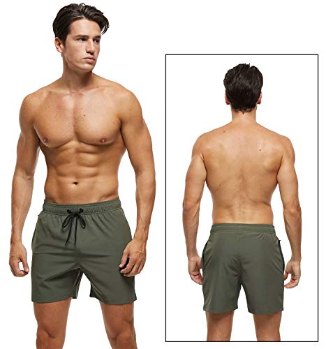 Tyhengta Men's Swim Trunks Quick Dry Beach Shorts with Zipper Pockets and Mesh Lining