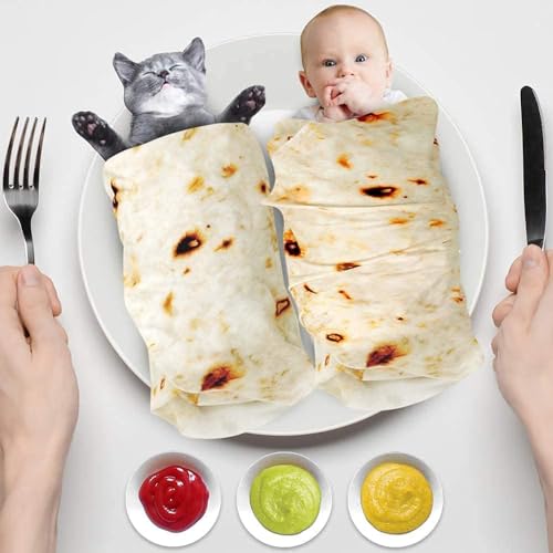 Tortilla Blanket Baby, Baby Burritos Swaddle Blanket, Taco Blanket for Newborn Toddler, 285 GSM Soft Flannel Wearable Wrap Blanket Funny Gifts for Baby Shower Boy Girl 0-3 6 9 Months