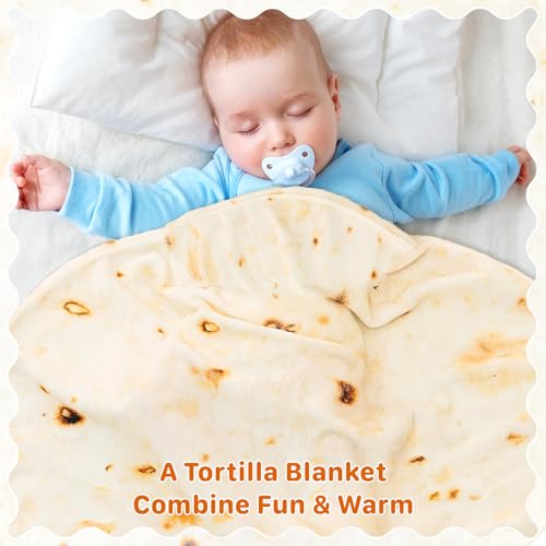 Tortilla Blanket Baby, Baby Burritos Swaddle Blanket, Taco Blanket for Newborn Toddler, 285 GSM Soft Flannel Wearable Wrap Blanket Funny Gifts for Baby Shower Boy Girl 0-3 6 9 Months