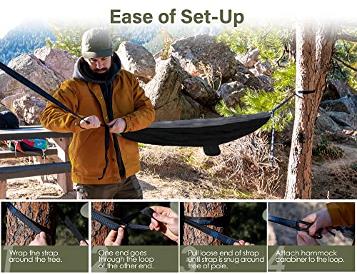 Kootek Camping Hammock, Camping Essentials, Lightweight Portable Double & Single Hammock with Tree Straps, Camping Gear for Outside Hiking Camping Beach Backpack Travel