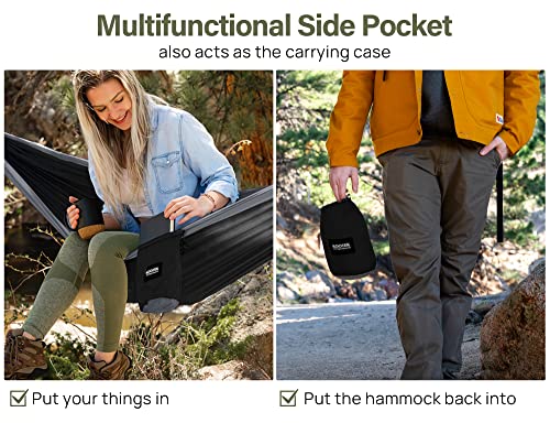 Kootek Camping Hammock, Camping Essentials, Lightweight Portable Double & Single Hammock with Tree Straps, Camping Gear for Outside Hiking Camping Beach Backpack Travel