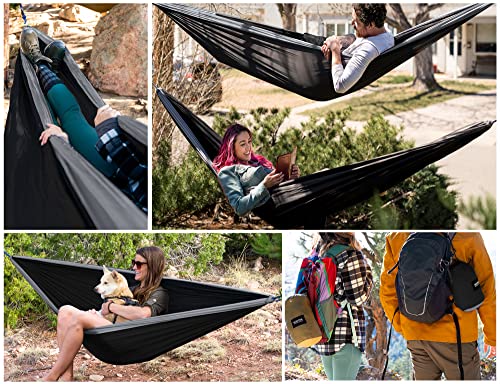 Kootek Camping Hammock, Camping Essentials, Lightweight Portable Double & Single Hammock with Tree Straps, Camping Gear for Outside Hiking Camping Beach Backpack Travel