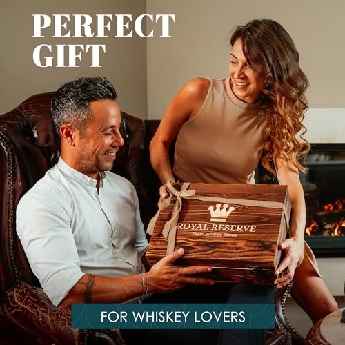 Whiskey Decanter Father's Day Gift Set by Royal Reserve – Artisan Crafted Liquor Bourbon Decanter with Glasses, Chilling Stones, Coasters, and Tong – for Men, Husband, Dad, Friend